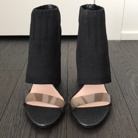 Zara Fabric Thick Black Heels - Picture 2 of 5